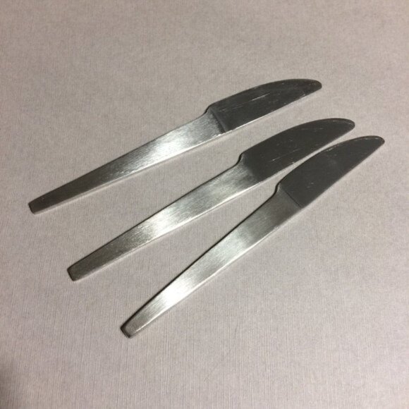 3 Air Transat Airlines Canada Metal Knives Knife Cutlery In Flight Flatware Used - Picture 7 of 11